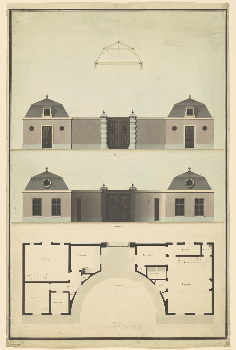 Abraham van der Hart - Ontwerp voor een poortgebouw annex kantoor