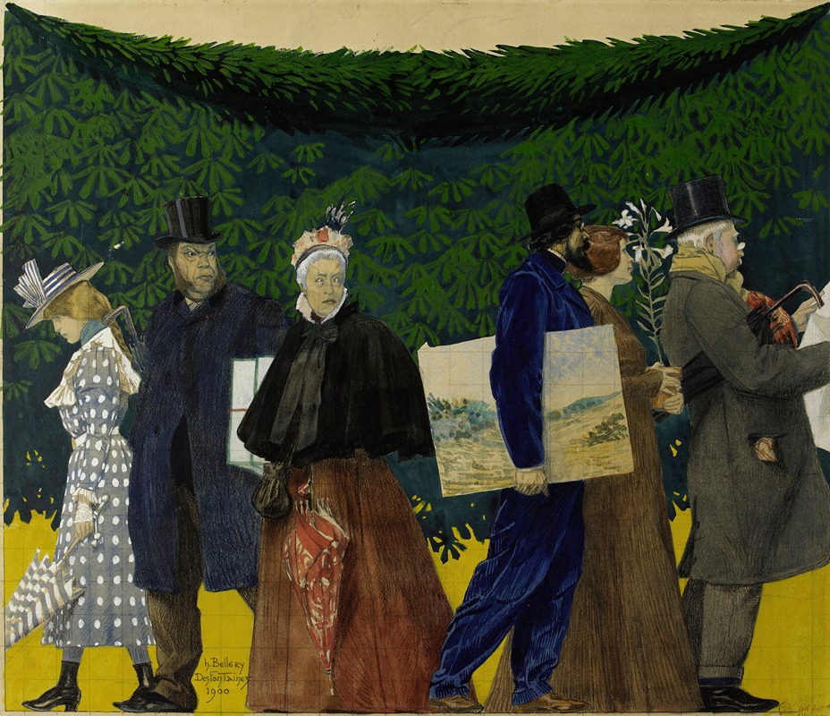 Henri Bellery-Desfontaines - Promeneurs et artistes à l’exposition universelle de 1900.