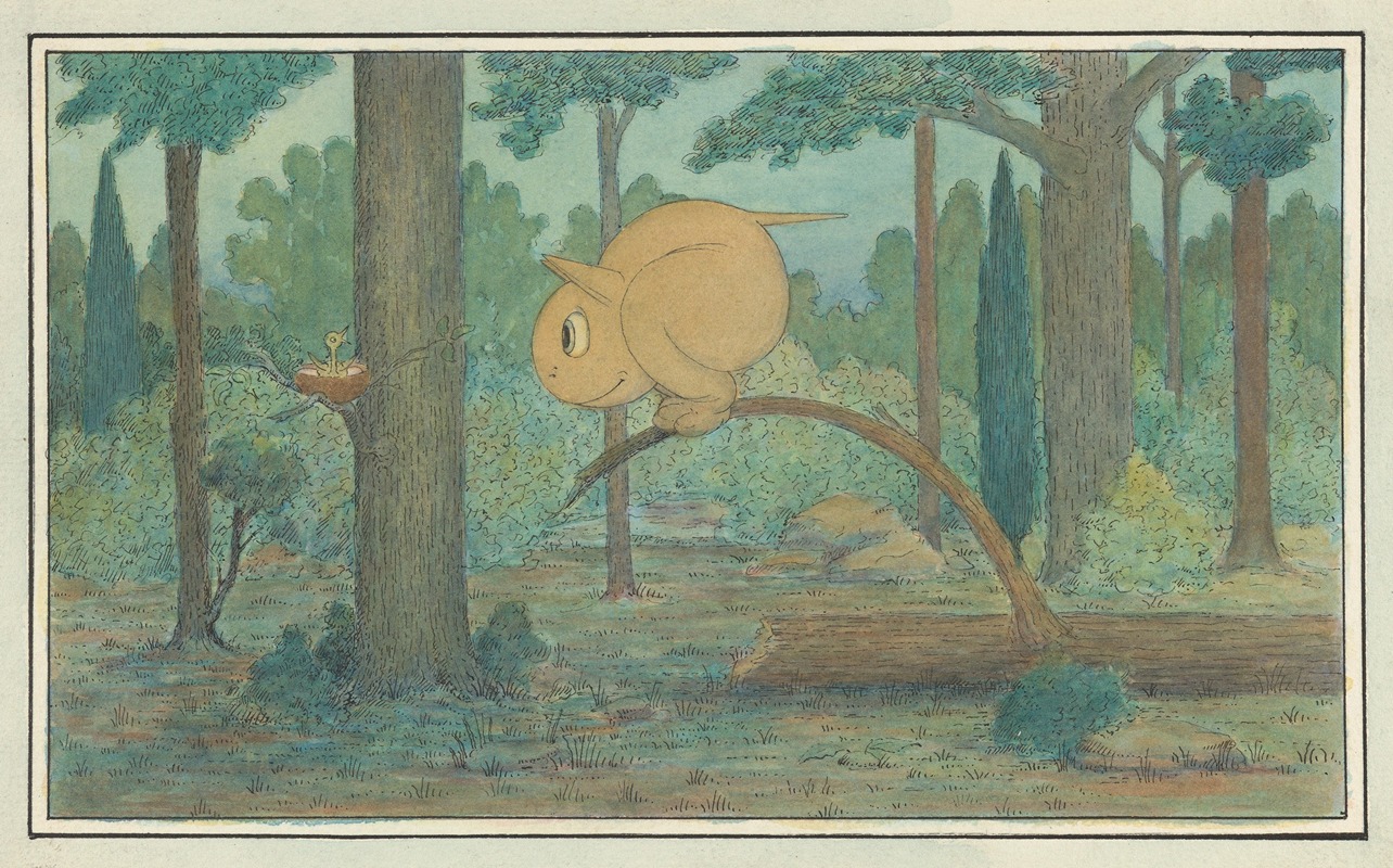 Herbert Crowley - A ‘Wiggle Much’ Creature Looking at a Bird’s Nest