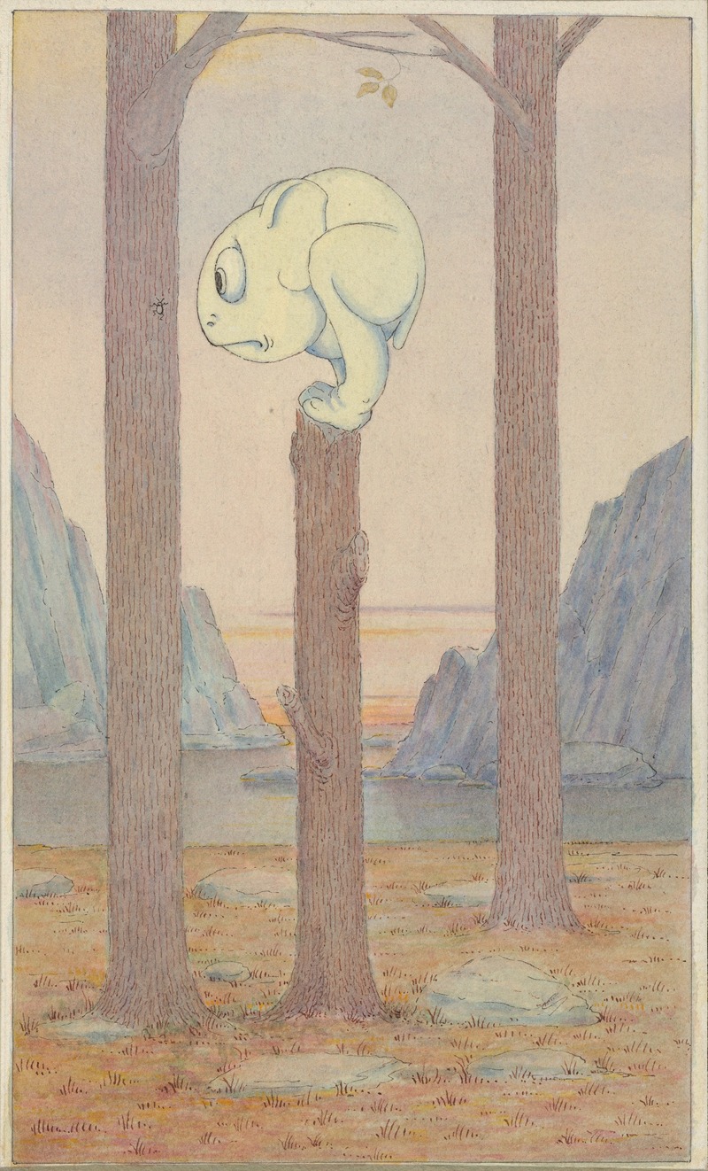 Herbert Crowley - The ‘Wiggle Much’ Creature on a Tree Stump Looking at a Bug