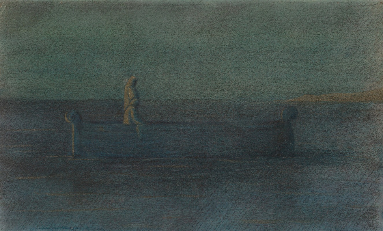 Herbert Crowley - Two Cloaked Figures in a Boat