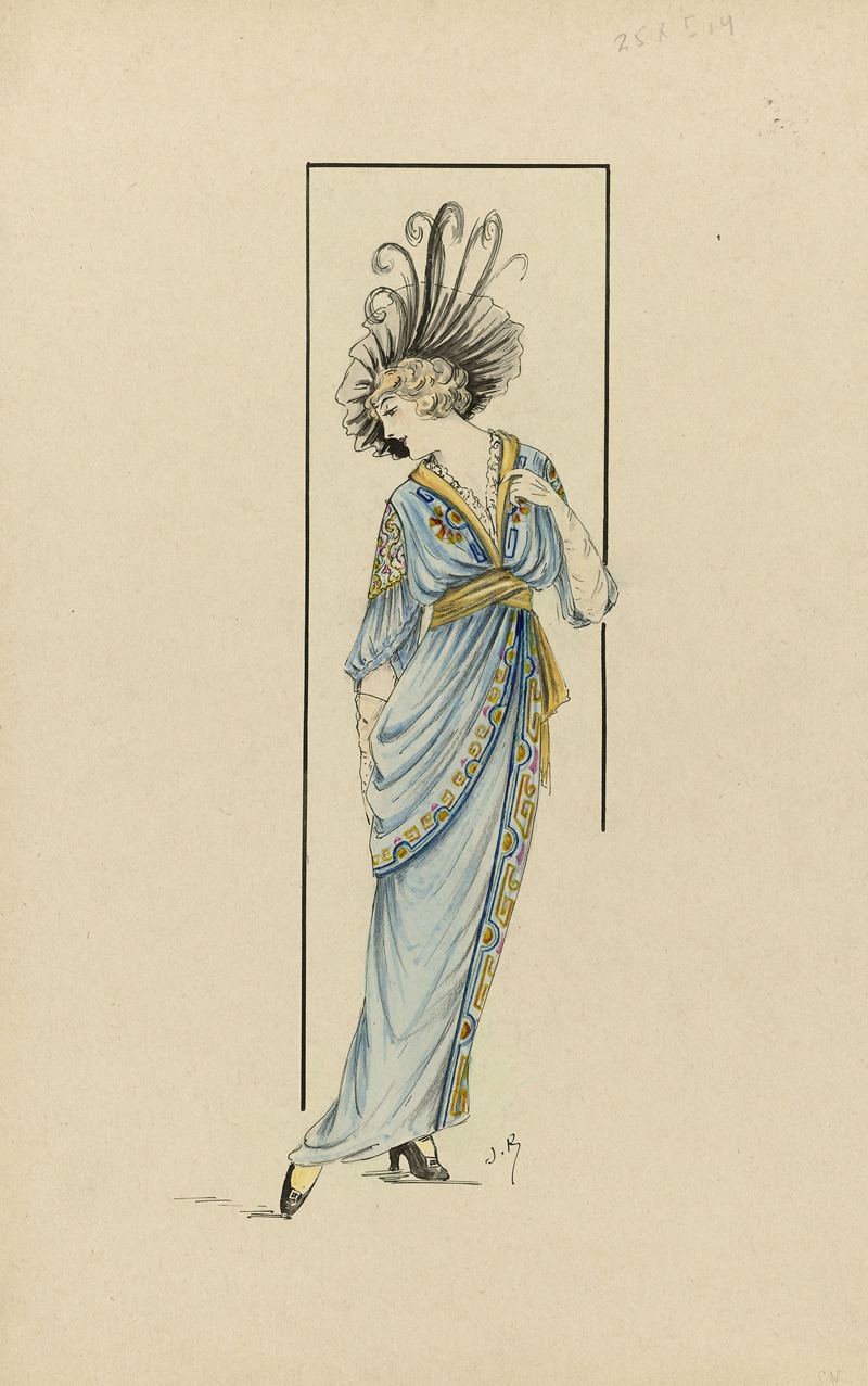 Jan van Brock - Vrouw in blauwe jurk, 1913-1914