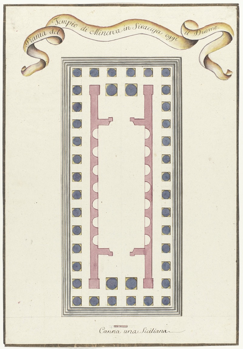 Louis Mayer - Plattegrond van Minerva tempel te Syracuse