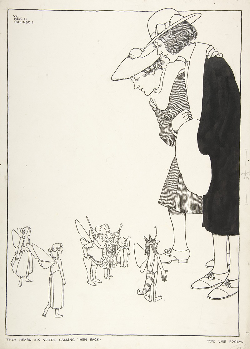 William Heath Robinson - ‘They Heard Six Voices Calling Them Back’; Two Wee Pogeys, Topsy-Turvy Tales