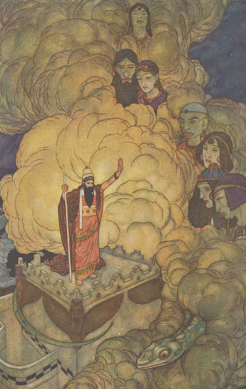 Edmund Dulac - Solomon commands the spirits of the world to submit to his will.