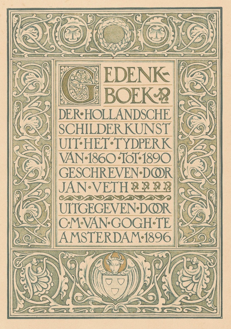 Antoon Derkinderen - Titelpagina van Gedenkboek der Hollandsche schilderkunst uit het tydperk van 1860 tot 1890
