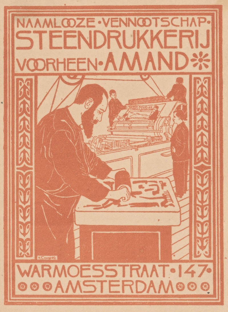 Johann Georg van Caspel - Advertentie van Steendrukkerij voorheen Amand
