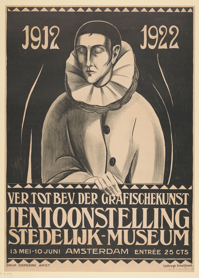 Lodewijk Schelfhout - Affiche voor een tentoonstelling in het Stedelijk Museum, Amsterdam. 1922