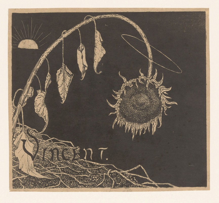 Richard Nicolaüs Roland Holst - Omslagontwerp voor; Richard Roland Holst, Tentoonstelling der nagelaten werken van Vincent Van Gogh, 1892