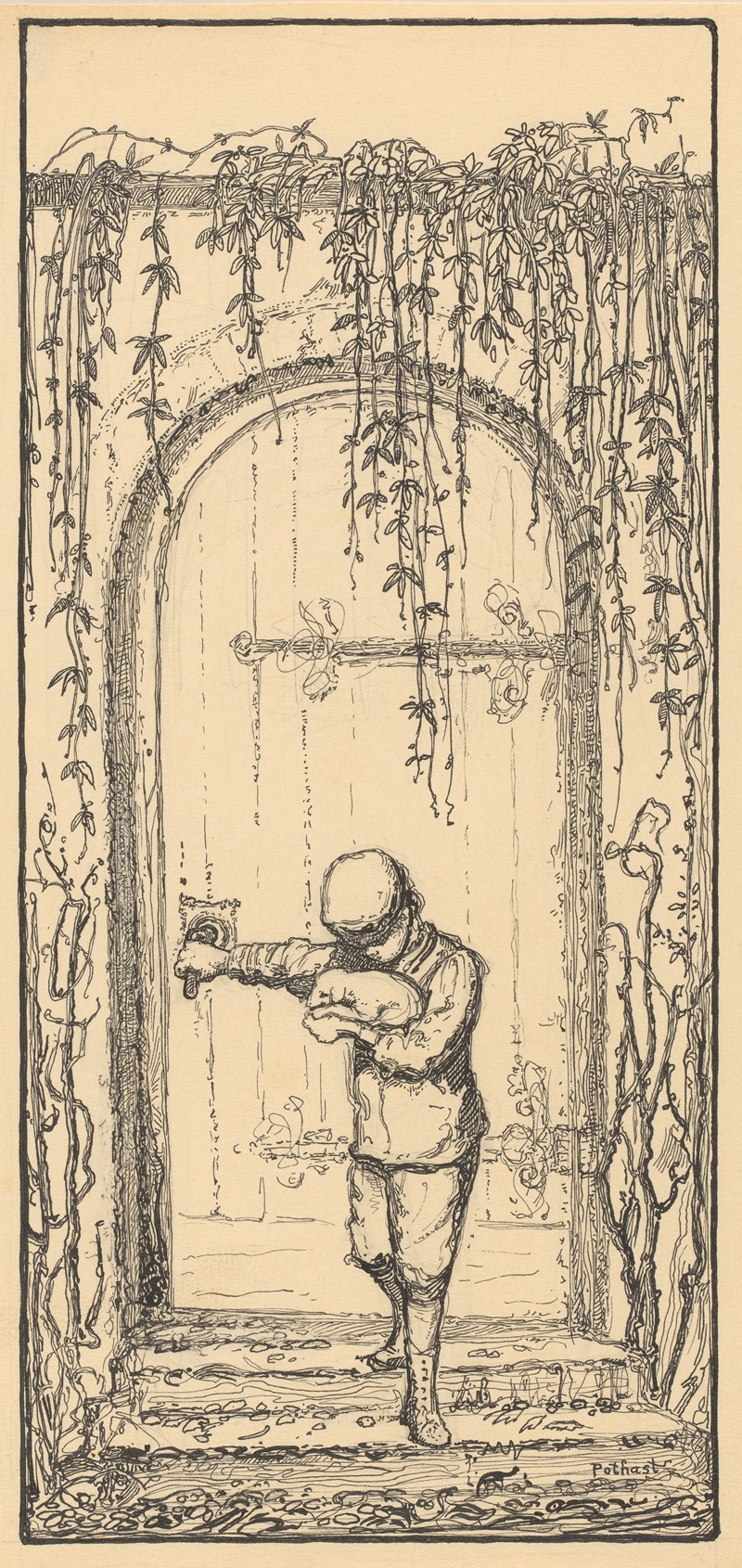 Willem Pothast - Jongen met kat bij een deur