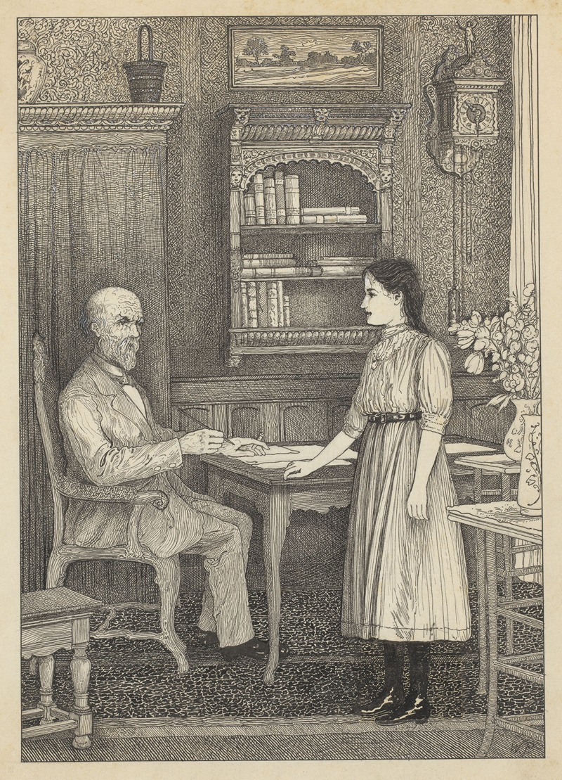 Willem Pothast - Meisje en schrijvende man bij een tafel