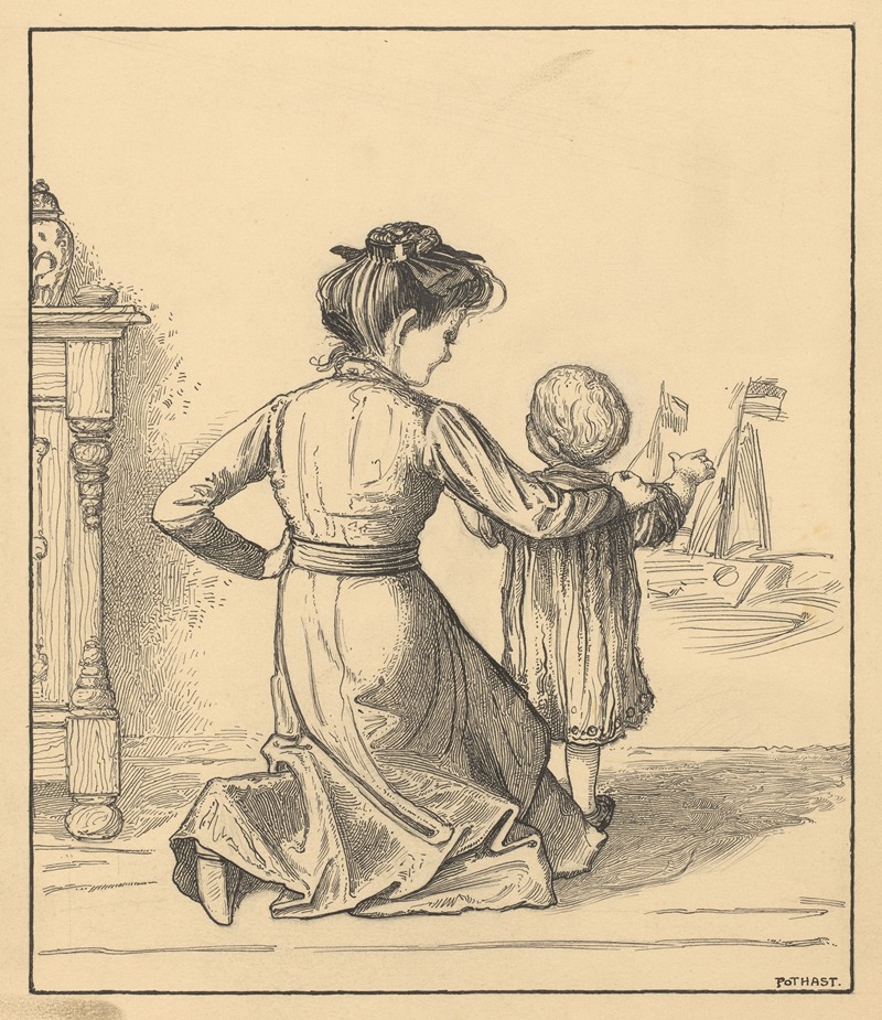 Willem Pothast - Moeder en kind bij een muur