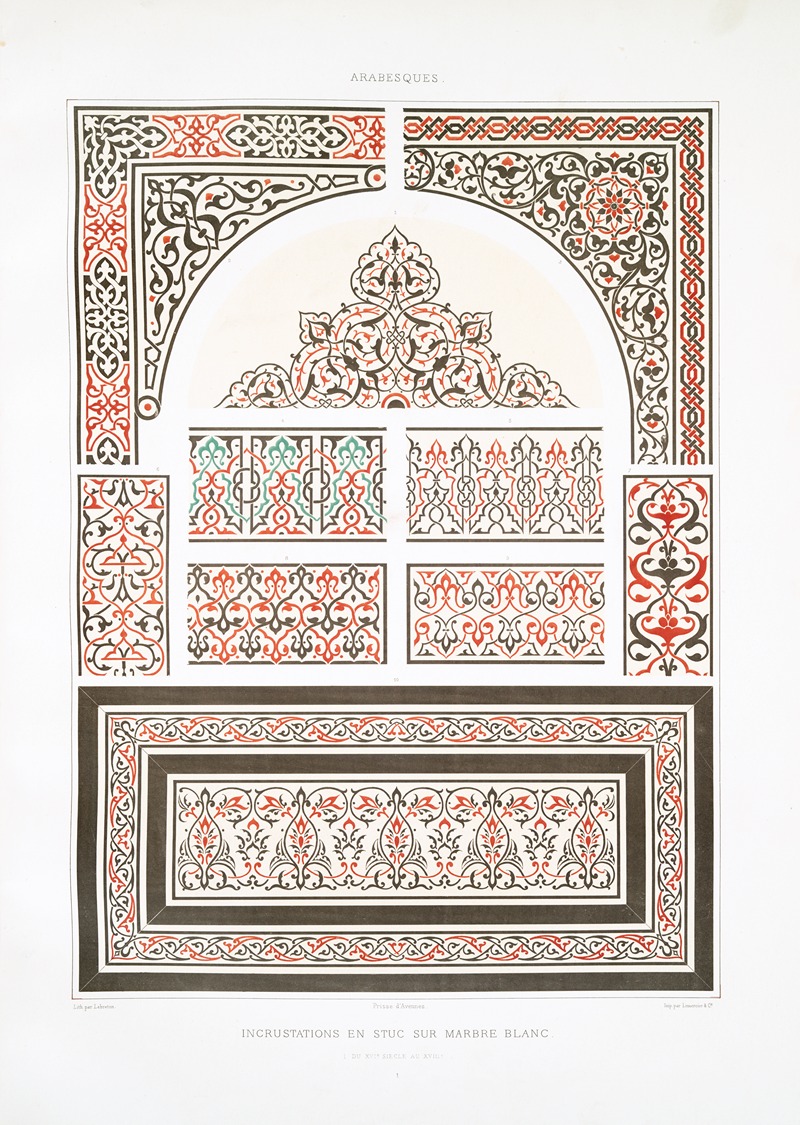 Émile Prisse d'Avennes - Arabesques. Incrustations en stuc sur marbre blanc (du XVIe. siècle au XVIIIe.)