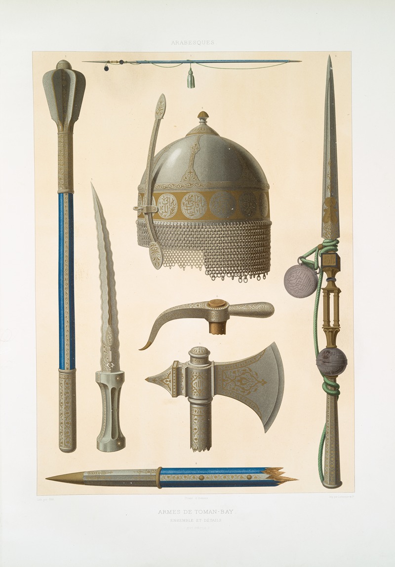 Émile Prisse d'Avennes - Arabesques; armes de Toman-Bay; ensembles et détails (XVe. siècle)