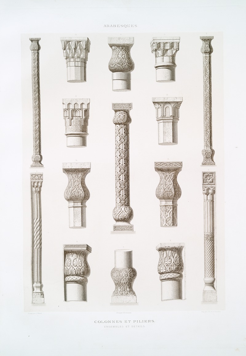 Émile Prisse d'Avennes - Arabesques; colonnes et piliers, ensembles et détails