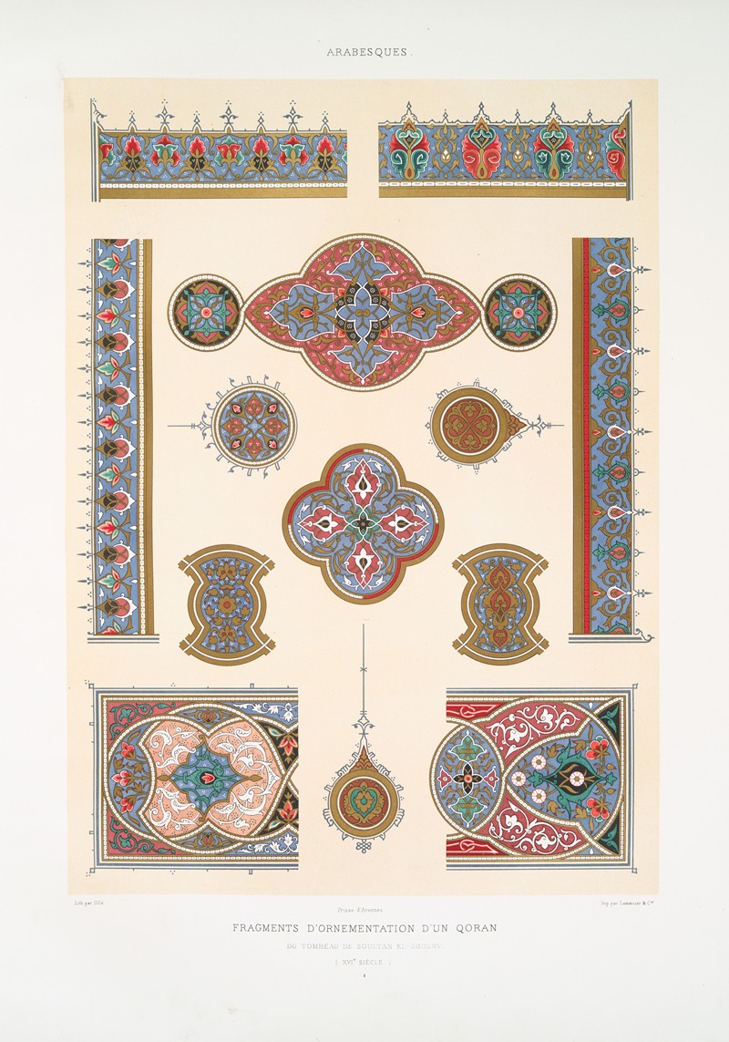 Émile Prisse d'Avennes - Arabesques; fragments d’ornementation d’un Qoran du tombeau de soultan el-Ghoury (XVIe. siècle); 4