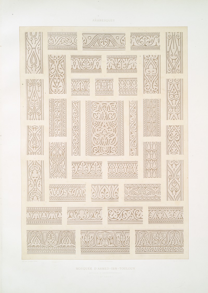 Émile Prisse d'Avennes - Arabesques; mosquée d’Ahmed-ibn-Touloun, détails d’ornementation (IXe. siècle)