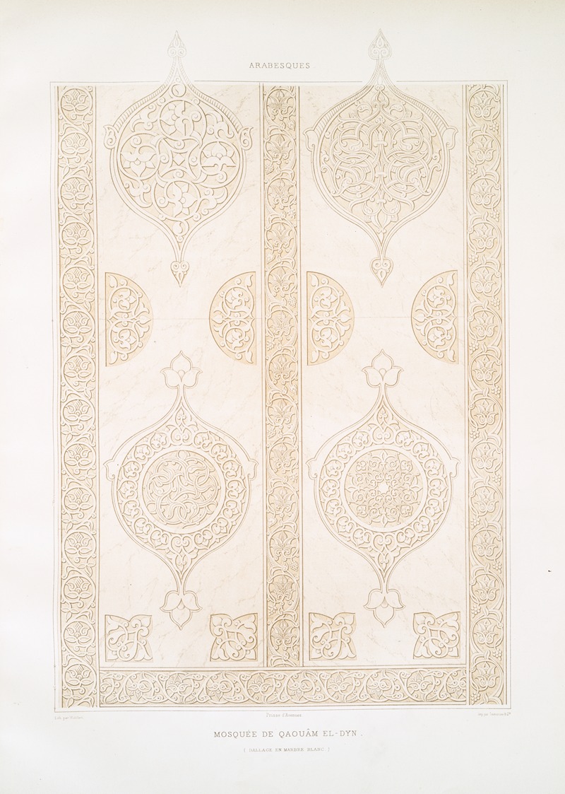 Émile Prisse d'Avennes - Arabesques; mosquée de Qaouâm el-Dyn (dallage en marbre blanc)