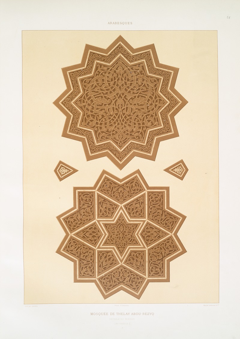 Émile Prisse d'Avennes - Arabesques; mosquée de Thelay Abou-Rézyq; détails du mimbar (XVe. siècle); 2