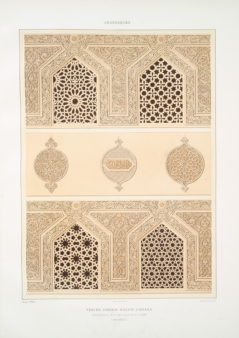 Émile Prisse d'Avennes - Arabesques; Tekieh Cheikh Haçen Sadaka, fragments de la décoration du dôme (XIVe. siècle)