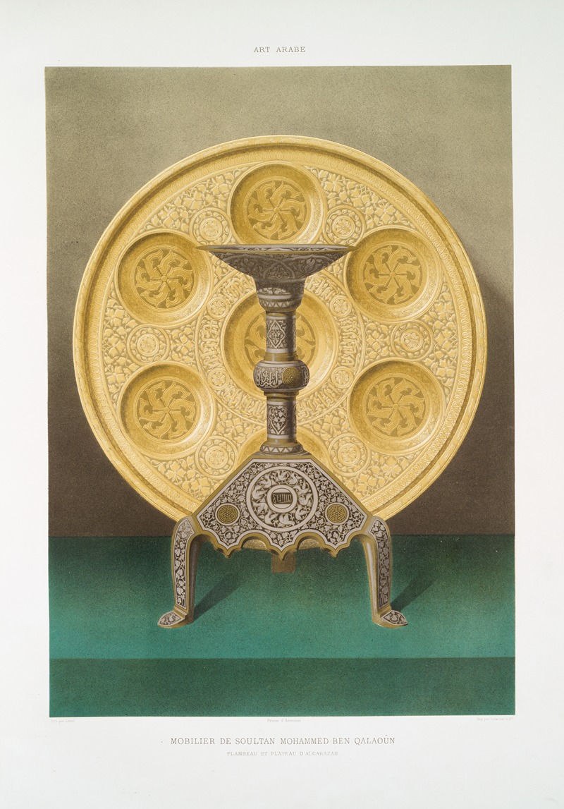 Émile Prisse d'Avennes - Art arabe; mobilier de soultan Mohammed ben Qalaoûn; flambeau et plateau d’alcarazas