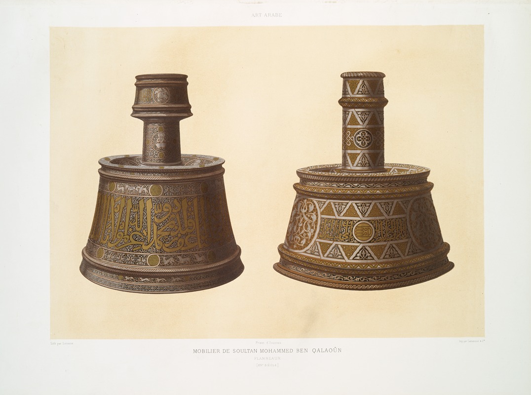 Émile Prisse d'Avennes - Mobilier de soultan Mohammed ben Qalaoûn ; flambeaux (XIVe. siècle)