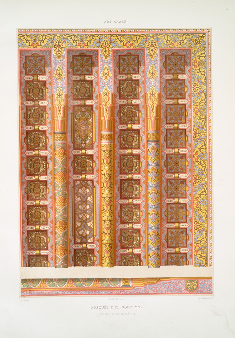 Émile Prisse d'Avennes - Mosquée d’El-Bordeyny; détails du grand plafond