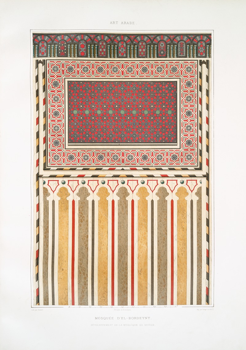 Émile Prisse d'Avennes - Mosquée d’El-Bordeyny; développement de la mosaïque du mihrab