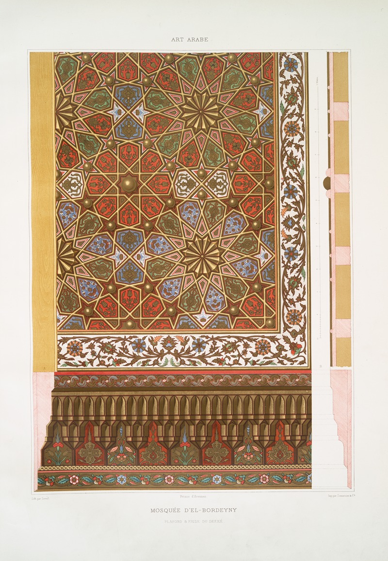 Émile Prisse d'Avennes - Mosquée d’El-Bordeyny; plafond & frise du dekké