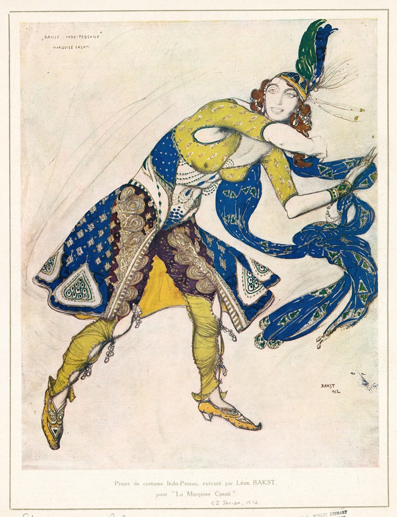 Léon Bakst - Projet de costume Indo-Persan, exécuté par Léon Bakst pour ‘La Marquise Casati’