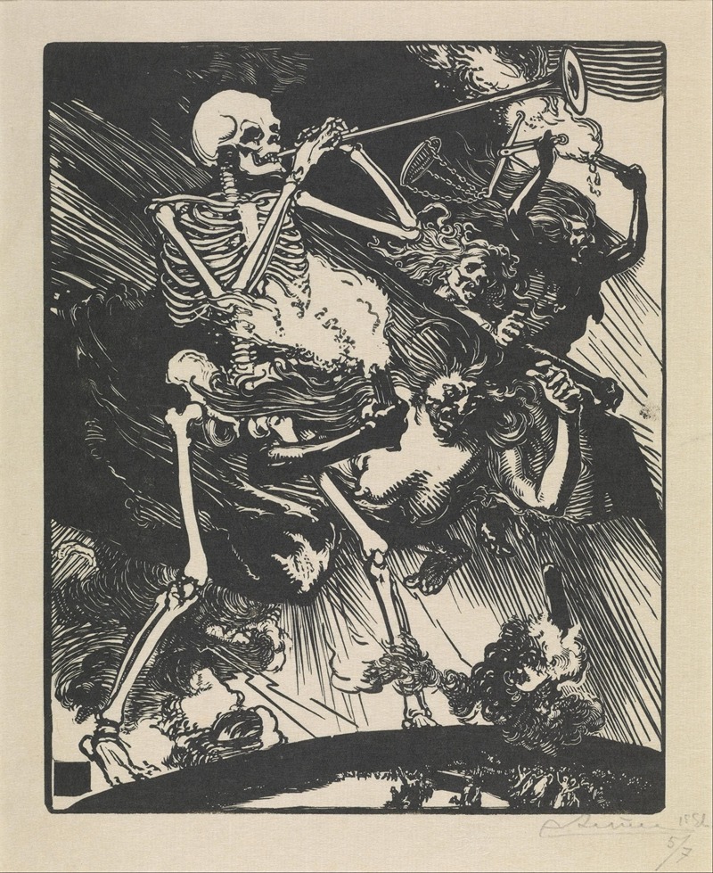 Death and Passions Descend upon the World by Auguste Louis Lepère - Artvee