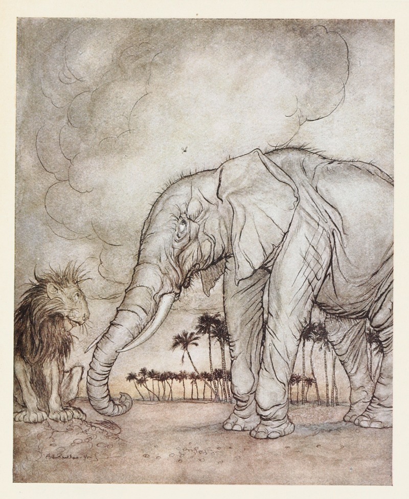Arthur Rackham - The Lion, Jupiter, and the Elephant