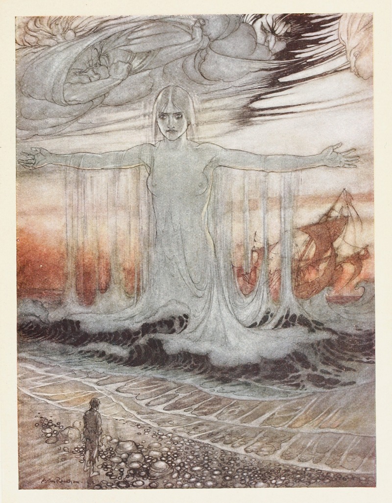 Arthur Rackham - The Shipwrecked Man and the Sea