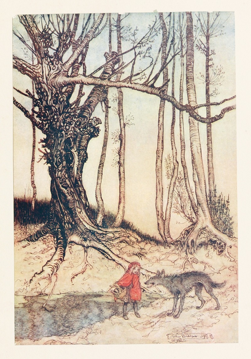 Arthur Rackham - When she got to the wood, she met a Wolf