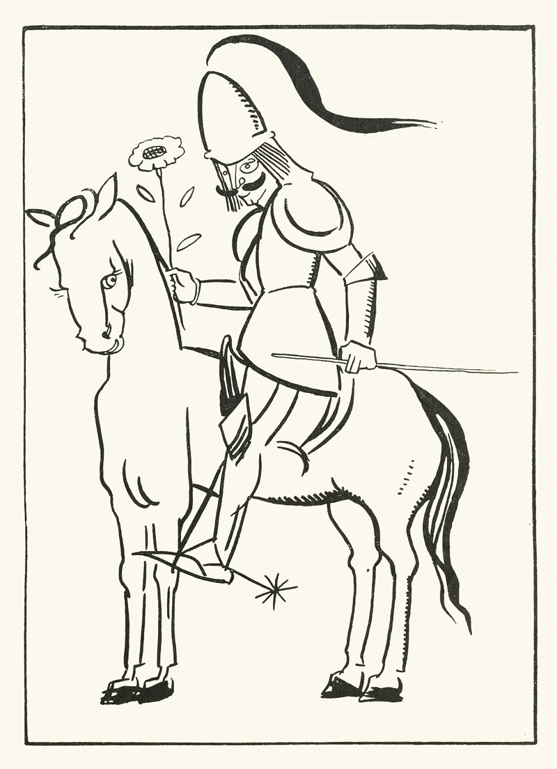 Jean de Bosschère - A cavalier mounted on a large steed