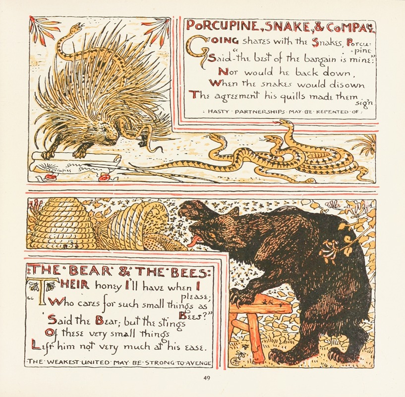 Walter Crane - Porcupine, Snake and Company, The Bear and the Bees