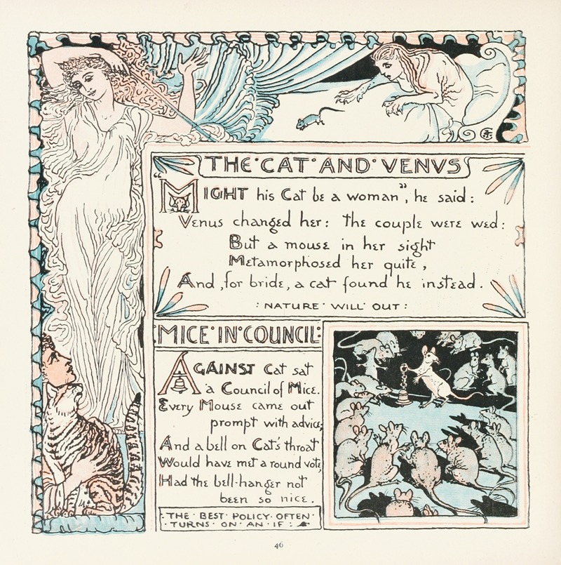 Walter Crane - The Cat and Venus, Mice in Council