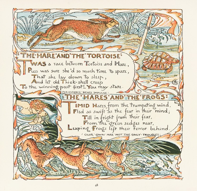 Walter Crane - The Hare and the Tortoise, The Hares and the Frogs