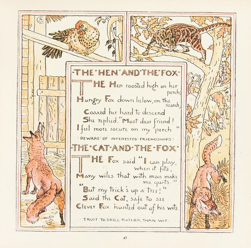Walter Crane - The Hen and the Fox, The Cat and the Fox