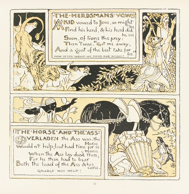 Walter Crane - The Herdsman’s Vows, The Horse and the Ass
