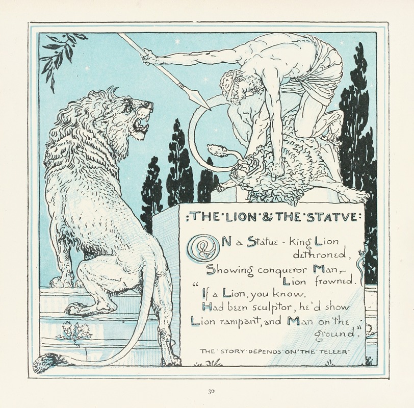 Walter Crane - The Lion and the Statue