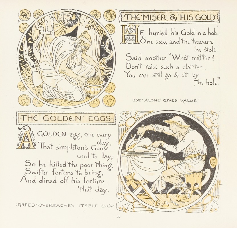 Walter Crane - The Miser and his Gold, The Golden Eggs