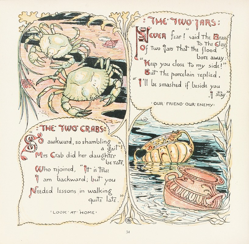 Walter Crane - The Two Jars, The Two Crabs
