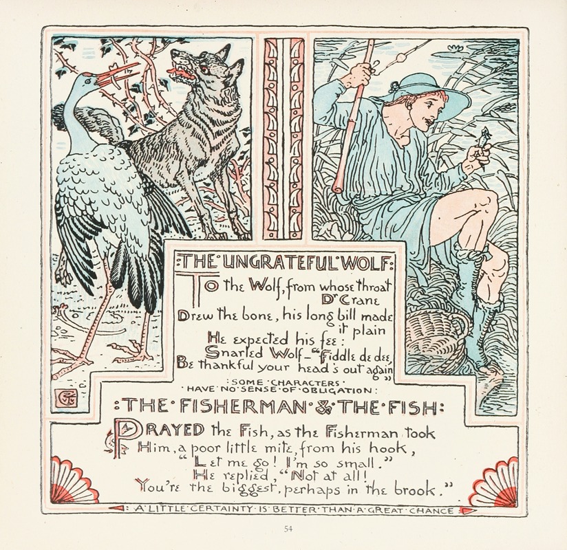 Walter Crane - The Ungrateful Wolf, The Fisherman and the Fish