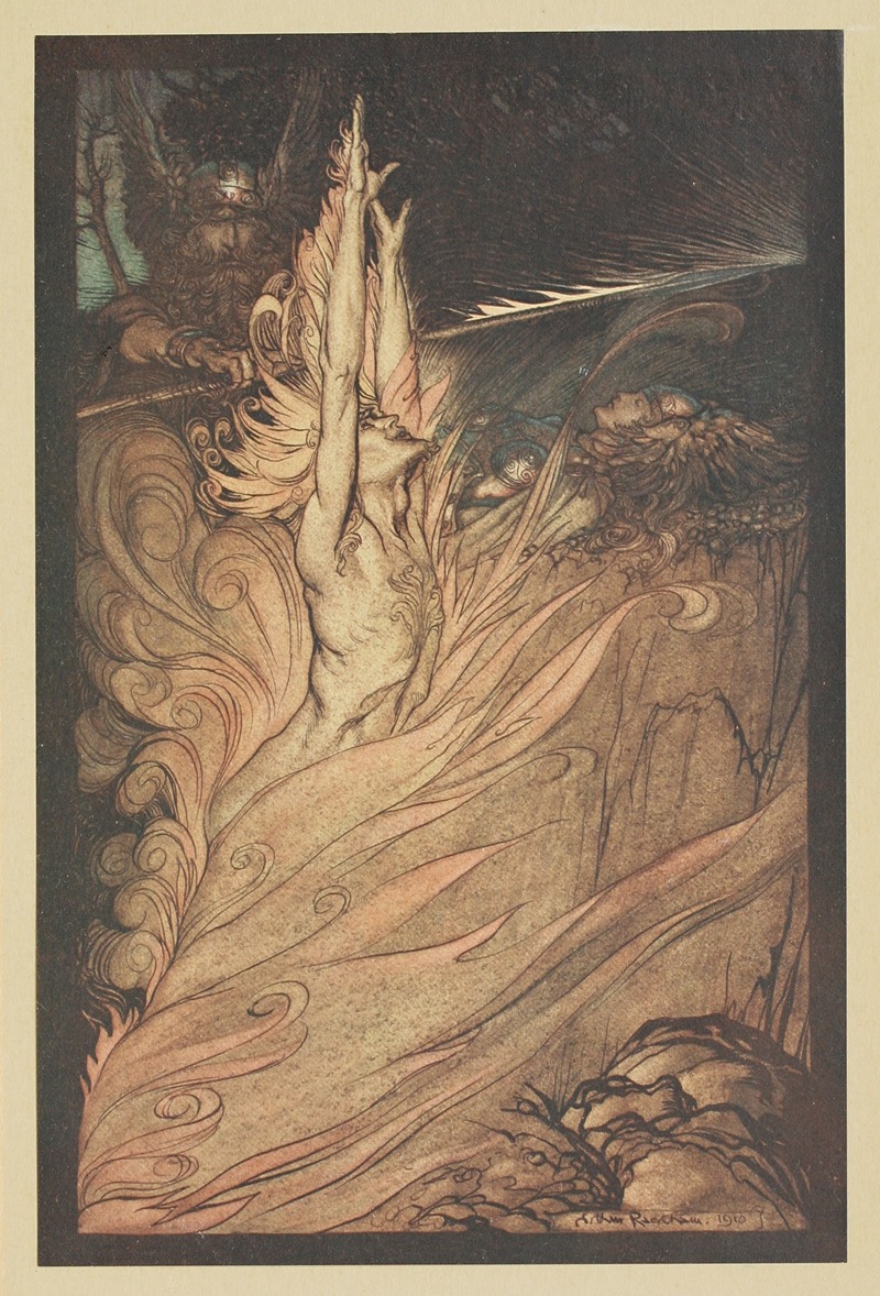 Arthur Rackham - Appear, flickering fire, encircle the rock with thy flame!