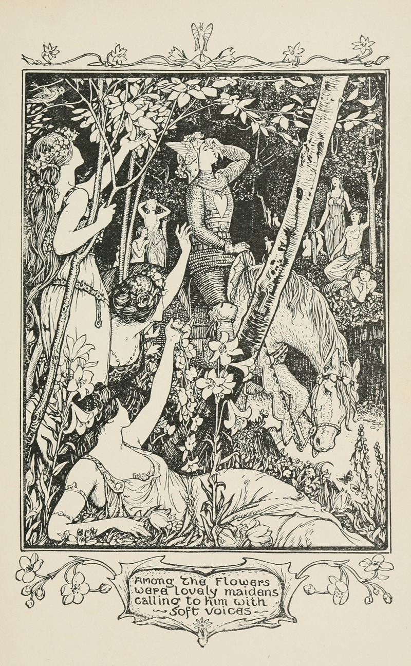 Henry Justice Ford - Among the Flowers were lovely Maidens calling to him with soft Voices