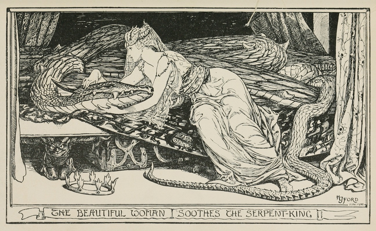 Henry Justice Ford - The Beautiful Woman soothes the Serpent-King
