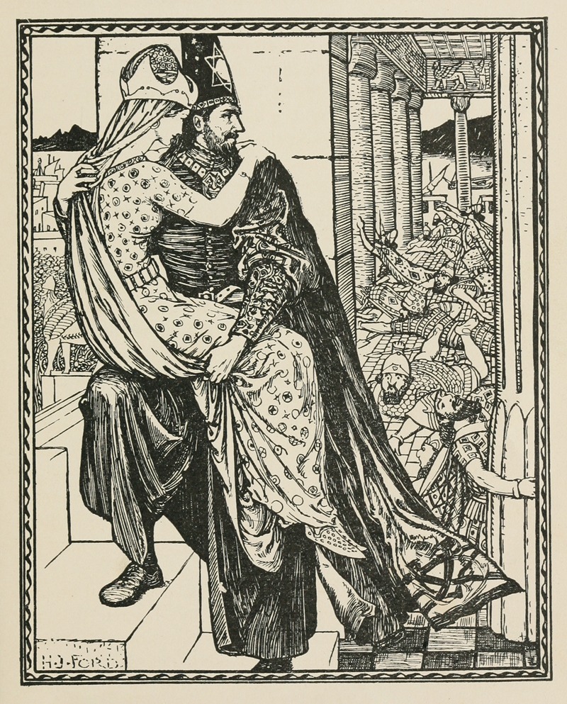 Henry Justice Ford - Virgilius the Sorcerer carries away the Princess of Babylon