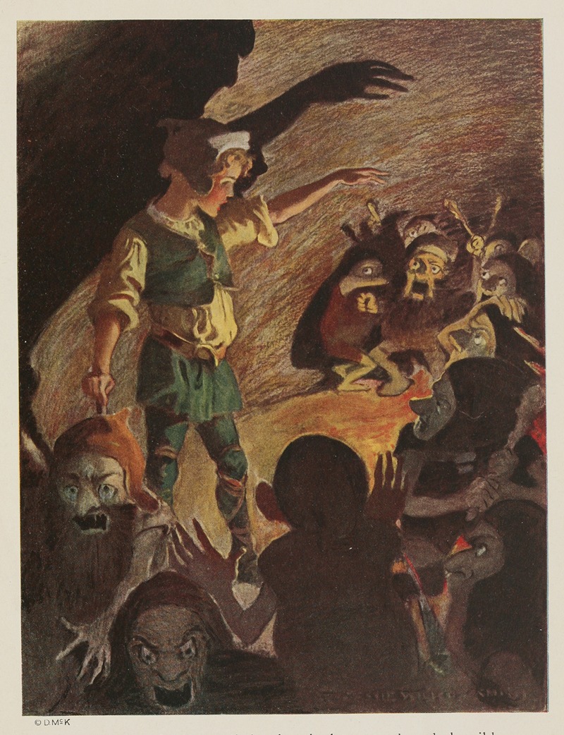 Jessie Willcox Smith - The goblins fell back a little when he began, and made horrible grimaces all through the rhyme