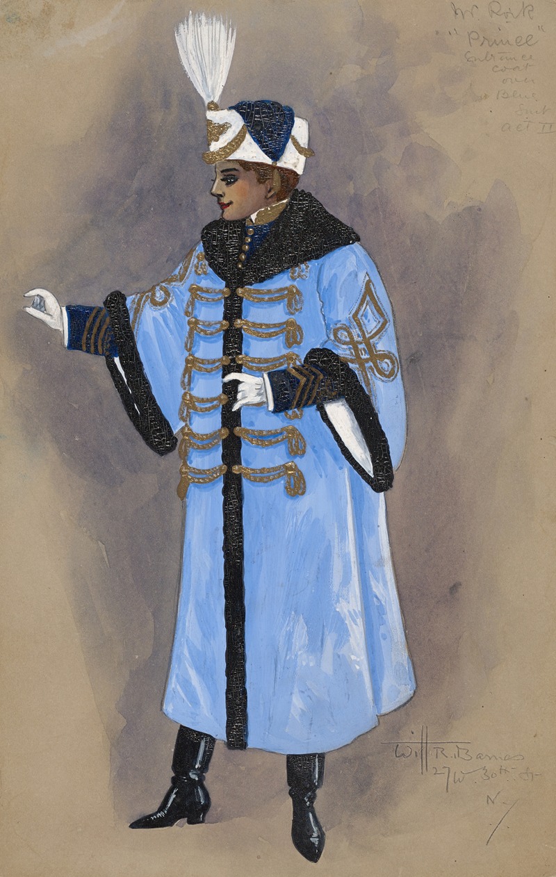 Will R. Barnes - Mr. Rork-Prince-Entrance Coat over Blue Shirt